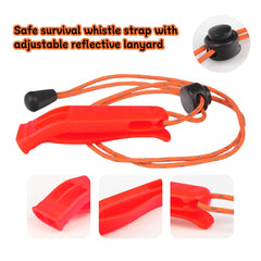 4PCS Emergency Whistle with Adjustable Lanyard for Boat Fishing Hiking Kayaking Camping Safety Survival Signal (Red)