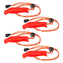 4PCS Emergency Whistle with Adjustable Lanyard for Boat Fishing Hiking Kayaking Camping Safety Survival Signal (Red)