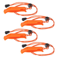 4PCS Emergency Whistle with Adjustable Lanyard for Boat Fishing Hiking Kayaking Camping Safety Survival Signal (Orange)