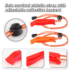 Emergency Whistle with Adjustable Reflective Lanyard for Kayaking Boating Fishing Camping Hiking Hunting Kids Lifeguard Backpacking Safety Survival Signal (Orange and Red)